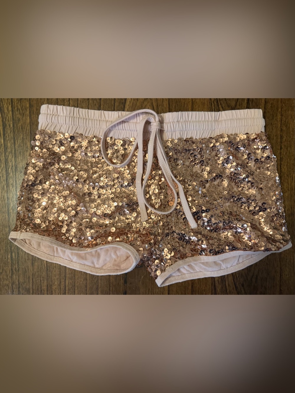Joyfolie Mia Joy Sequin Drawstring Girls Shorts - Rose Gold
